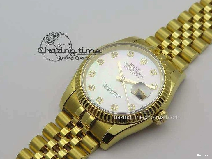 MiroTime 0106 DateJust 36mm Wrapped YG BP-Maker Best Edition White MOP Dial On Wrapped YG Bracelet ETA Bright 3835